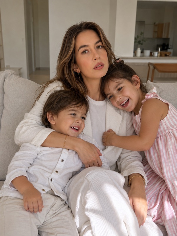 Nina, GoPlay founder, with her children